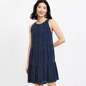 NWT Ann Taylor LOFT Clip Dot Tiered Tank Dress Navy XL Petite XLP Sundress